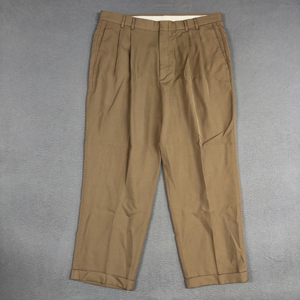 Dockers Dress Slacks Mens 40x30 (Fits 38x28) Brown Wool Blend Cuffed Vintage